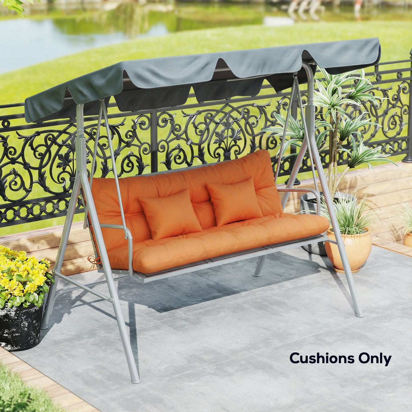 Outdoor Seat Cushions Back Cushion with 2 Pillows