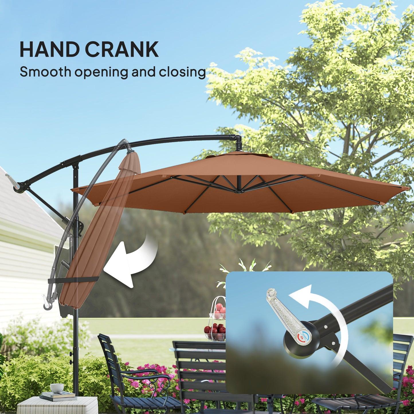 3 m Overhanging Cantilever Parasol, with Cross Base