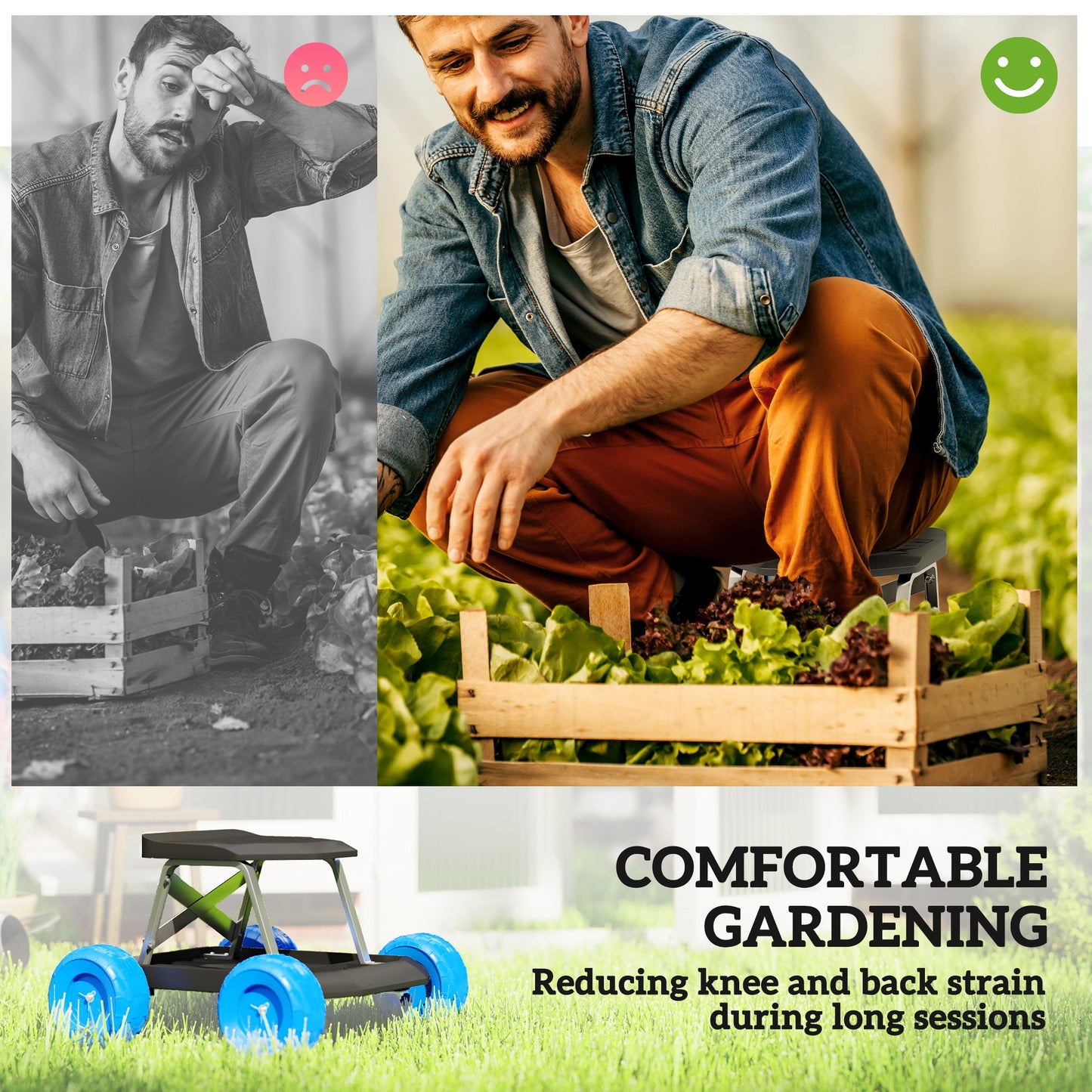 Garden Storage Cart, with Top Seat