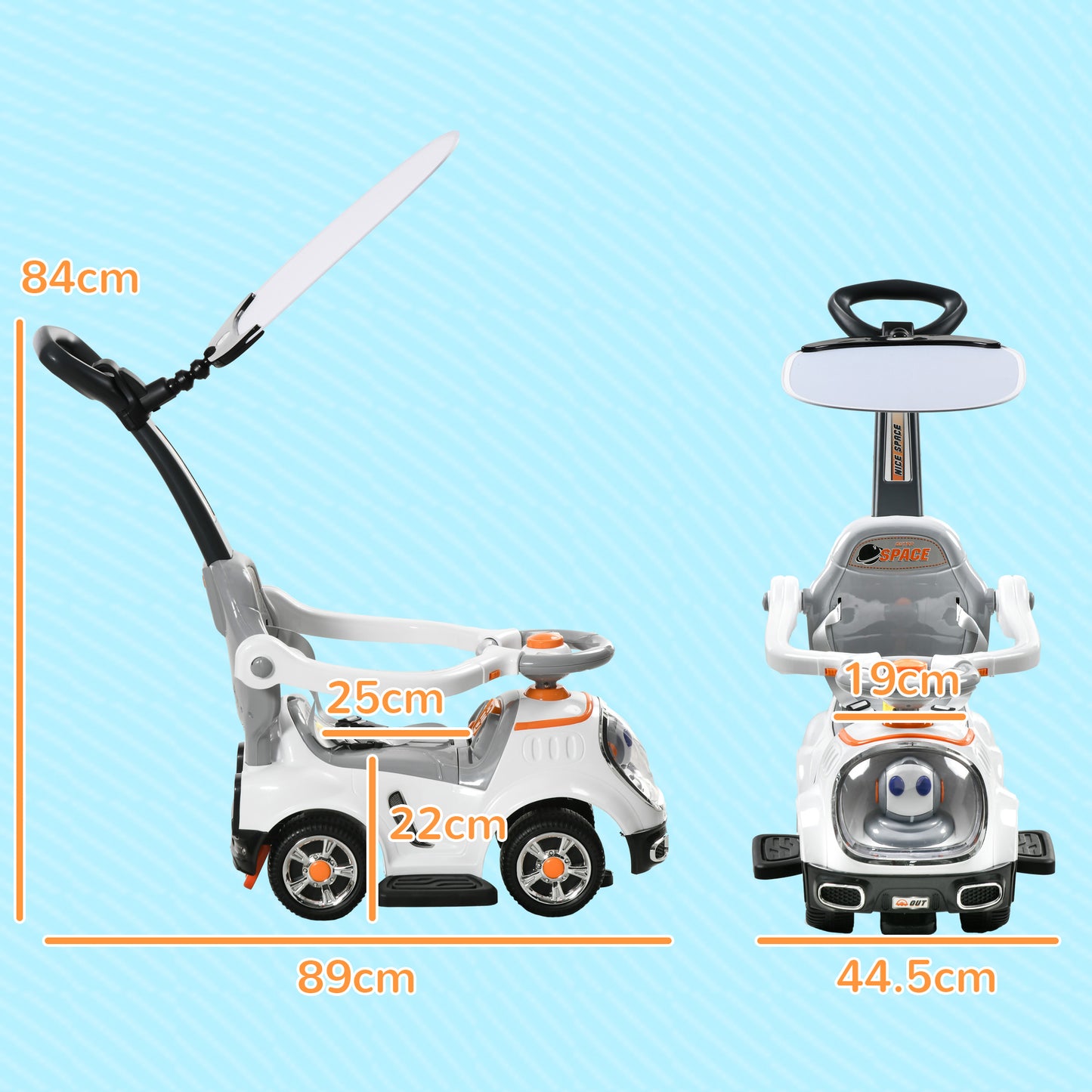 3 in 1 Ride on Push Car, Cartoon Robot Theme Foot to Floor Slider