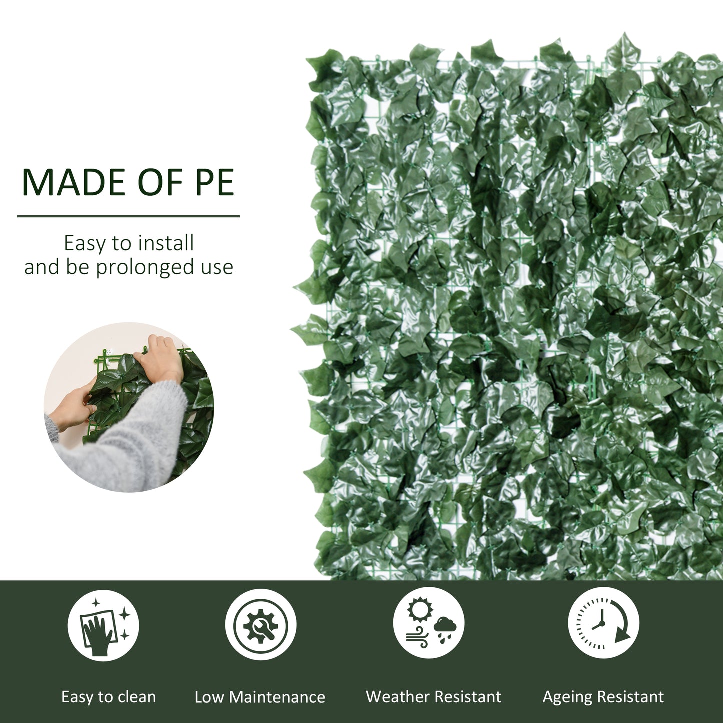 1-Piece Artificial Leaf Hedge Screen Privacy Fence Panel