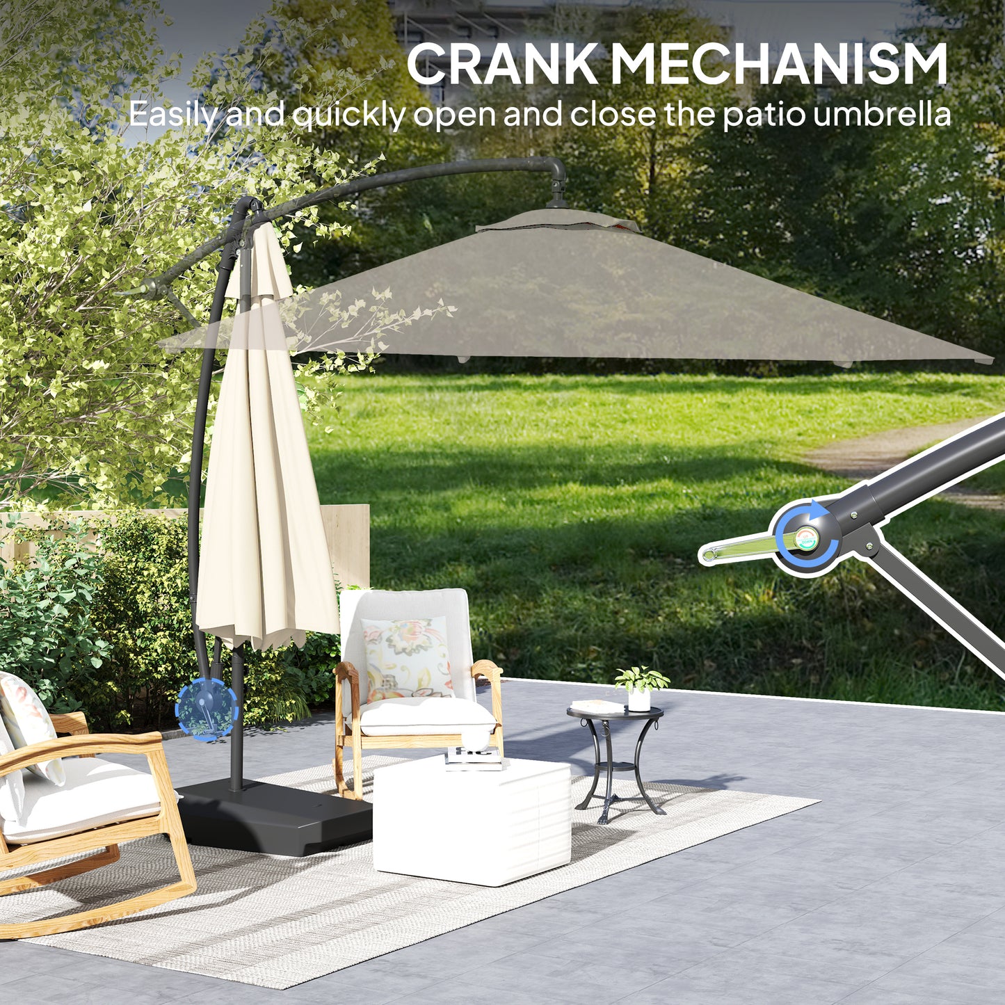 3(m) Garden Cantilever Parasol with Fillable Base up to 90kg