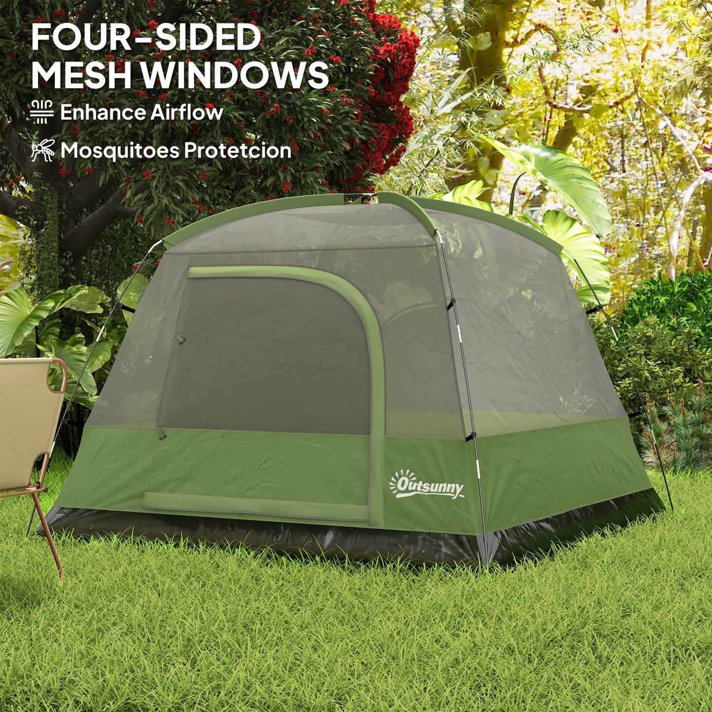 3-4 Person Camping Tent, Easy Set Up Waterproof Dome Tent (1)