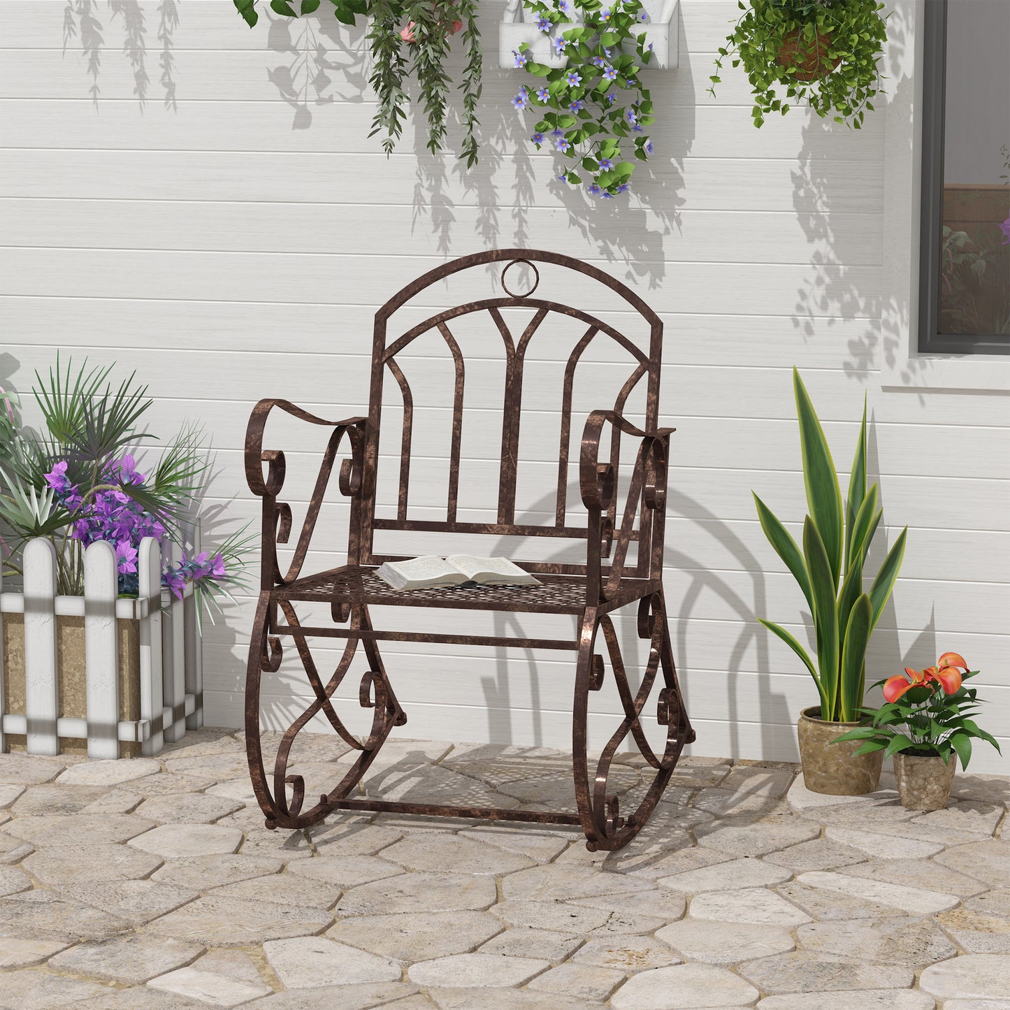 Metal Single Chair 1 Seater Garden Outdoor Rocking Chair Vintage