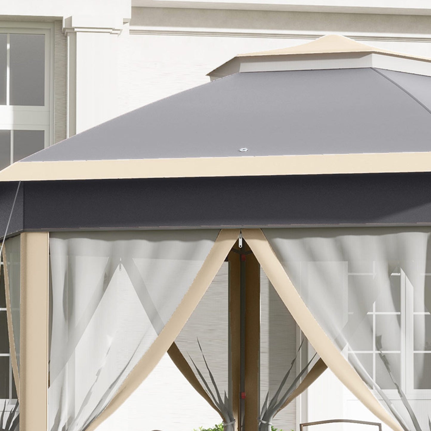 Hexagon Pop Up Gazebo Outdoor Patio Gazebo Double Roof Instant