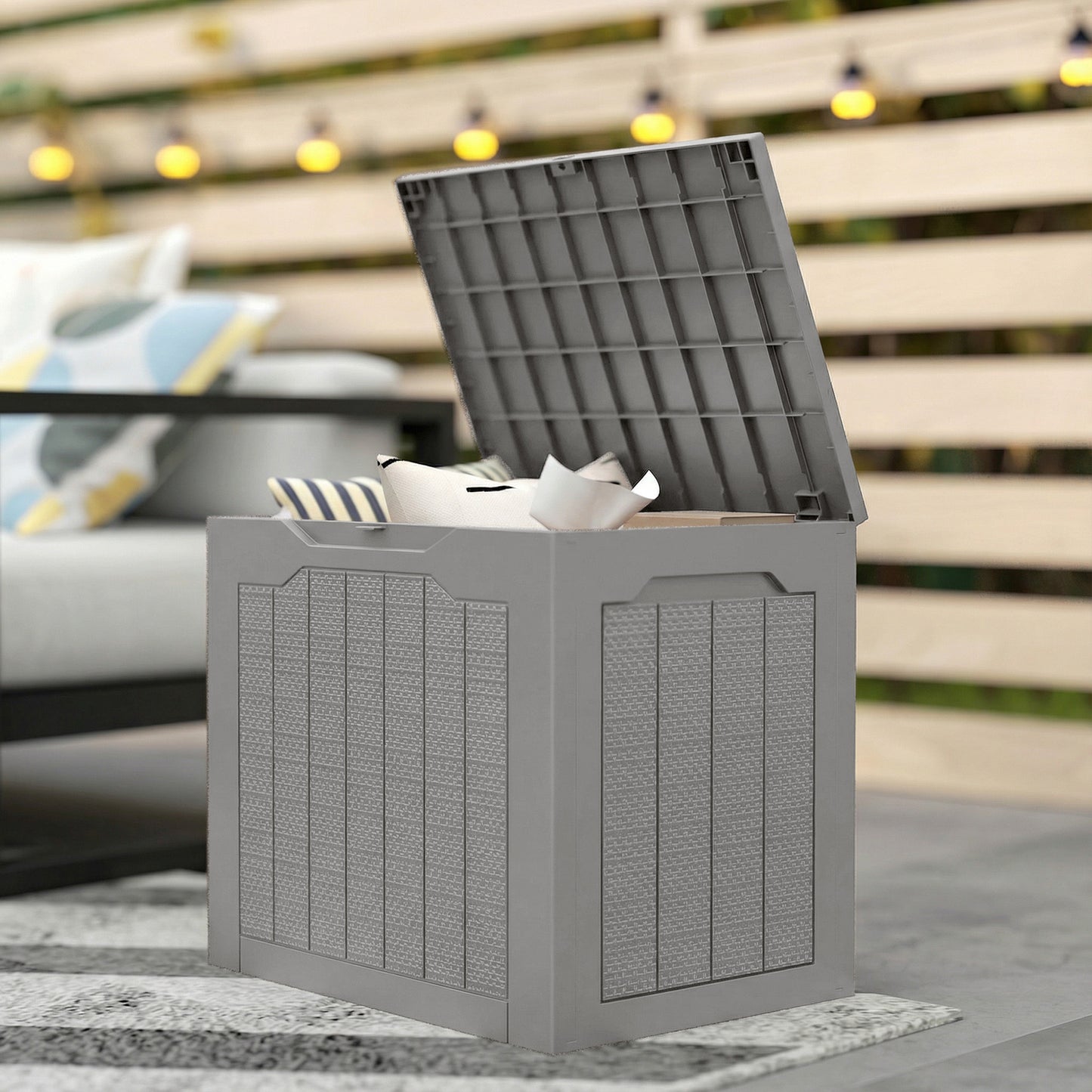 93L Plastic Garden Storage Box, Outdoor Storage Box with Handles
