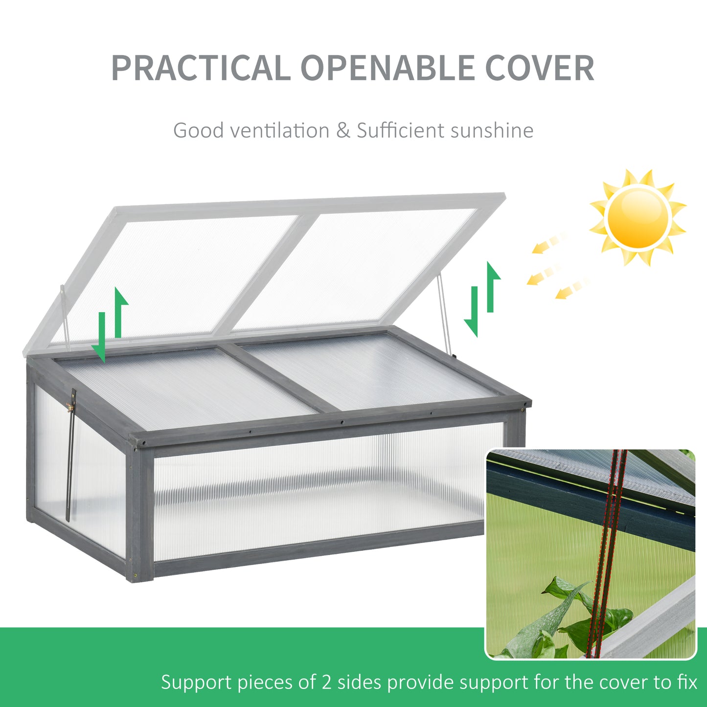Wooden Cold Frame, Small Polycarbonate Greenhouse for Plants (1)