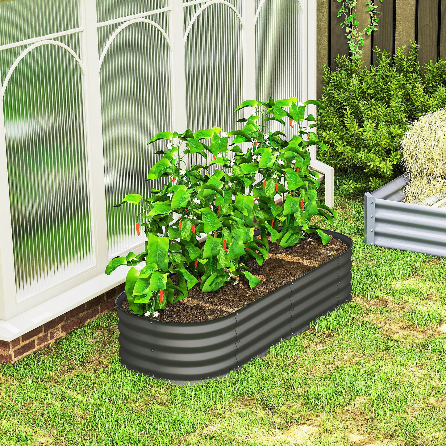 Galvanised Raised Garden Bed, Metal Planter Box with Safety Edging (1)
