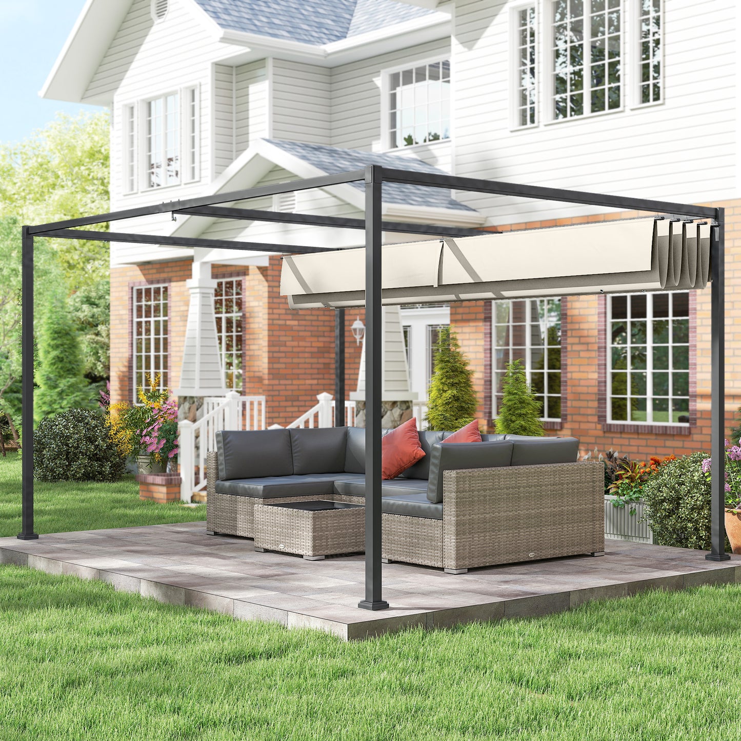 3x2m Metal Pergola with Retractable Roof