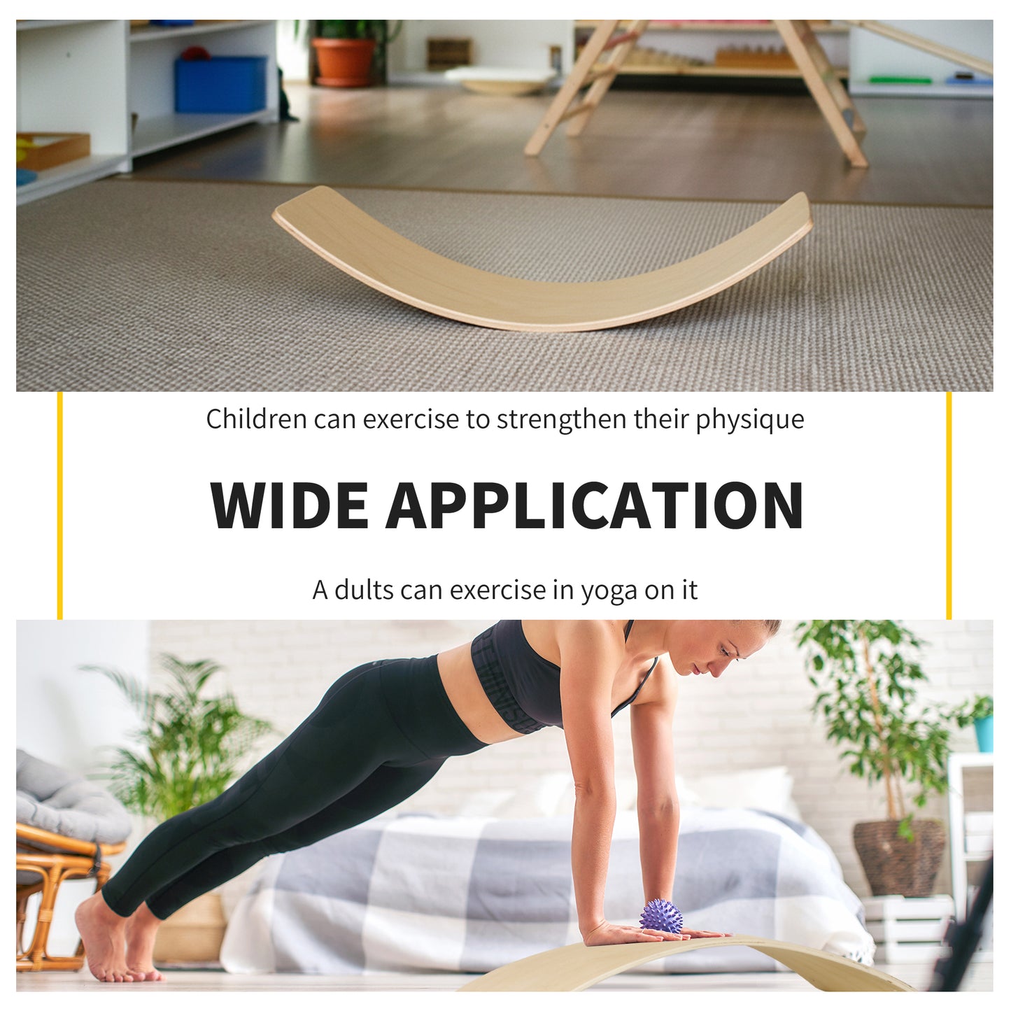 Wood Wobble Board with Ropes, Balance Board for Full Body Workout