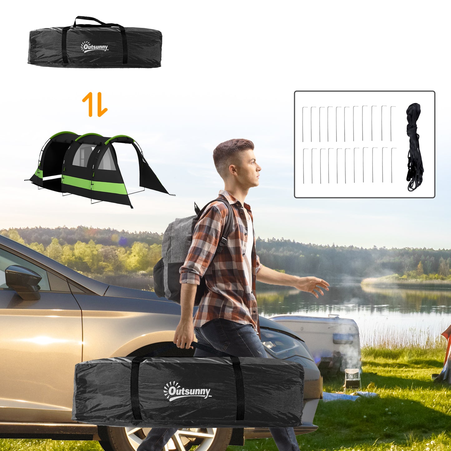 Four Man, Two Room Blackout Tent, with Accessories
