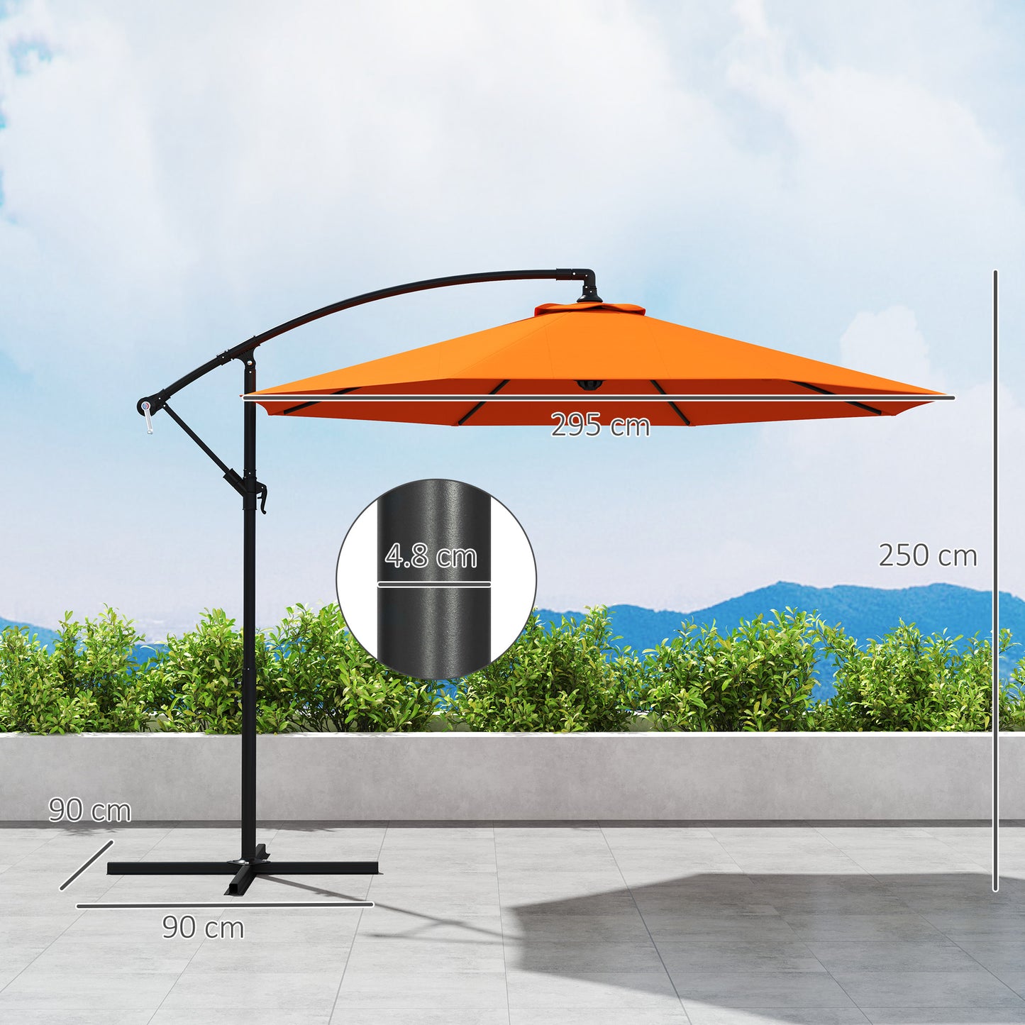 3m Garden Banana Parasol with Cross Base for Garden Family Use