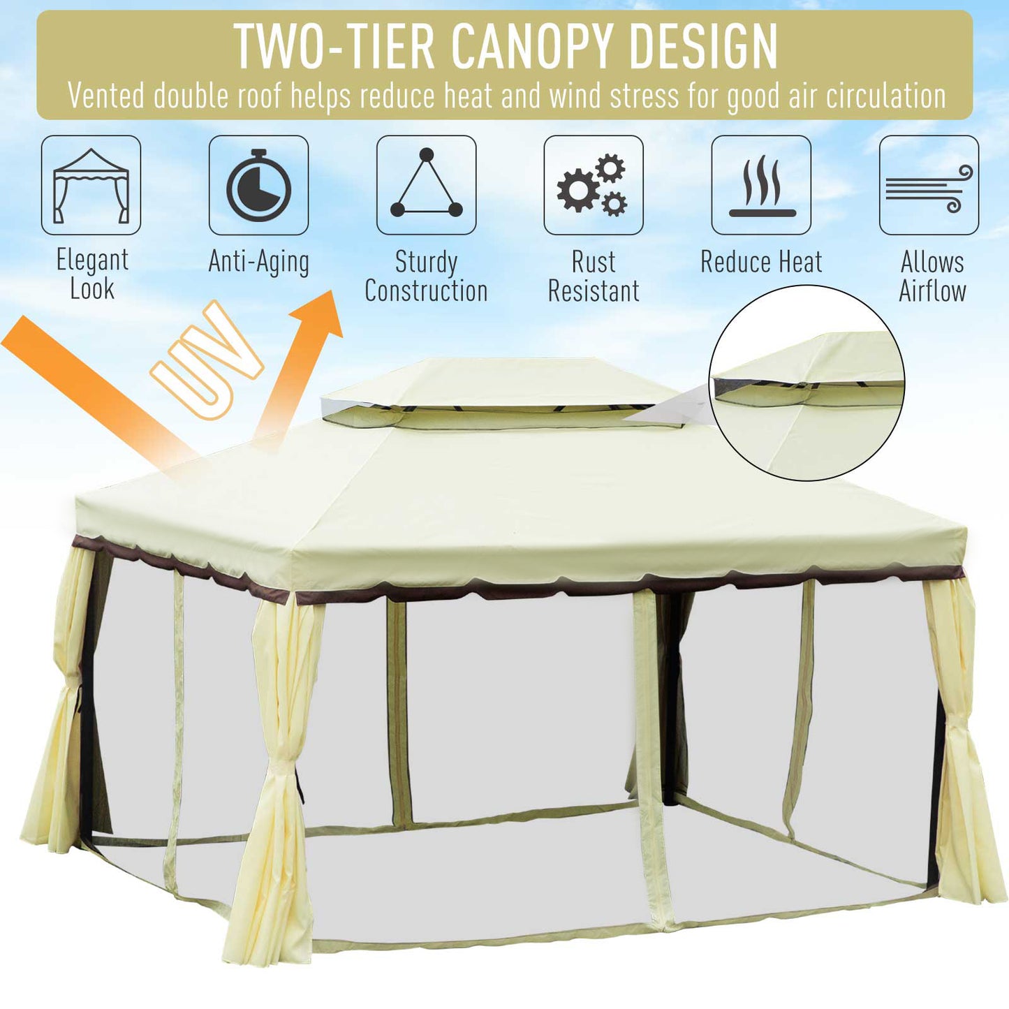4 x 3 m Aluminum Garden Gazebo