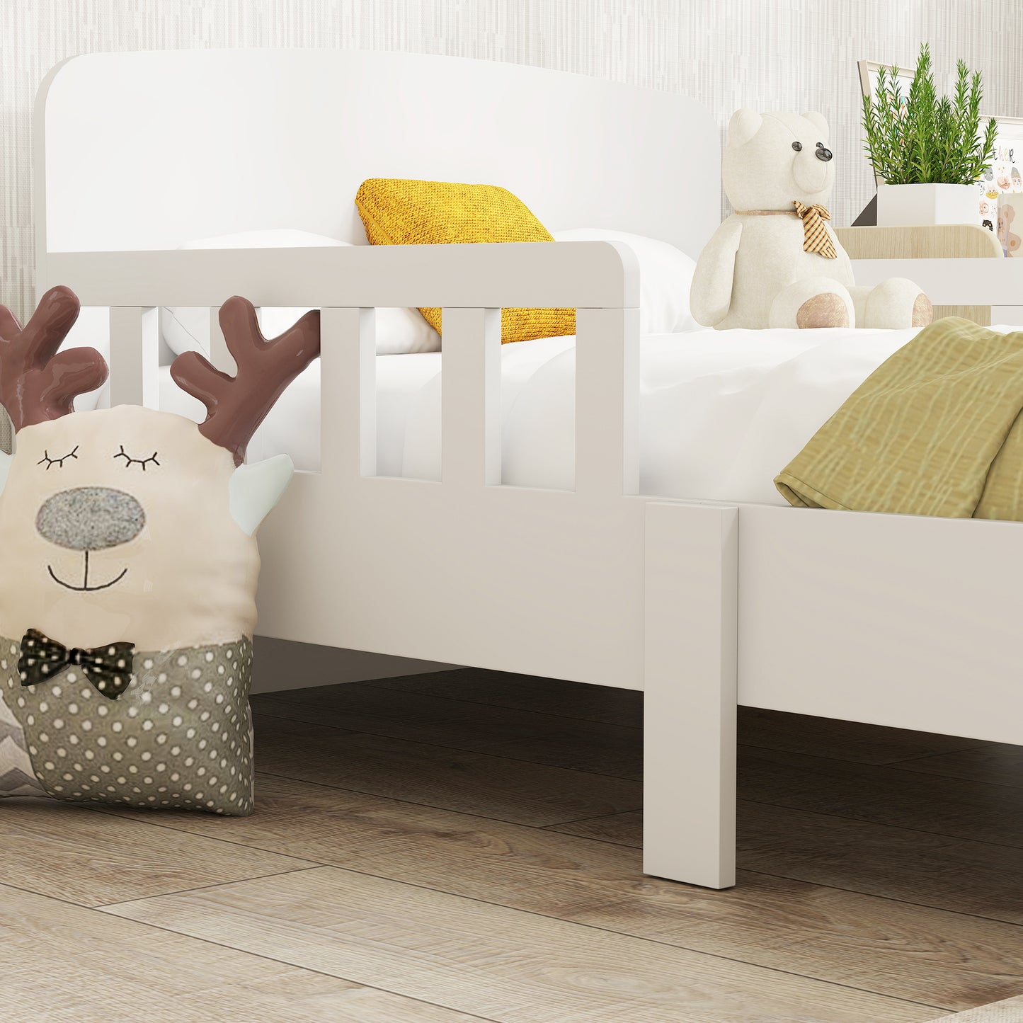 Toddler Bed, Kids Bed Frame with Safety Side Rails