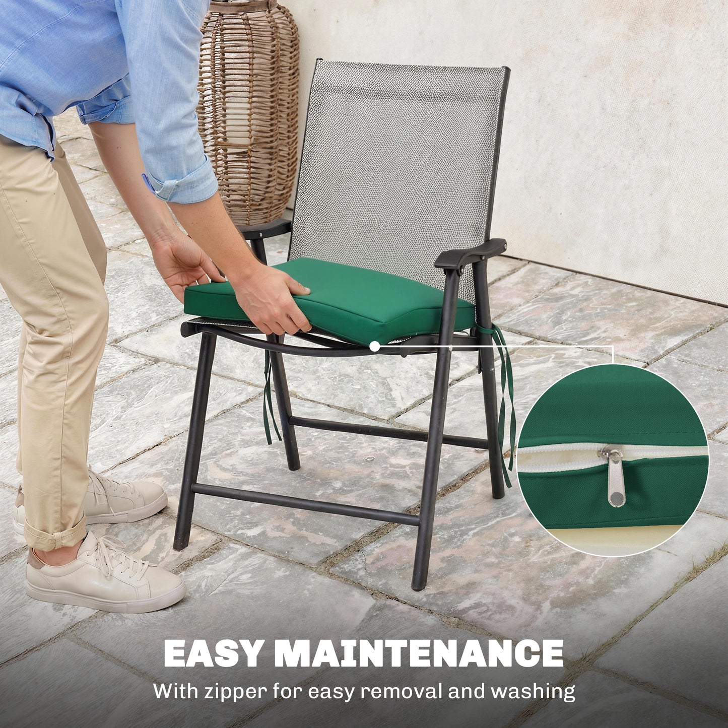 Set of 6 Chair Cushion Seat Pads Dining Chair w/ Straps