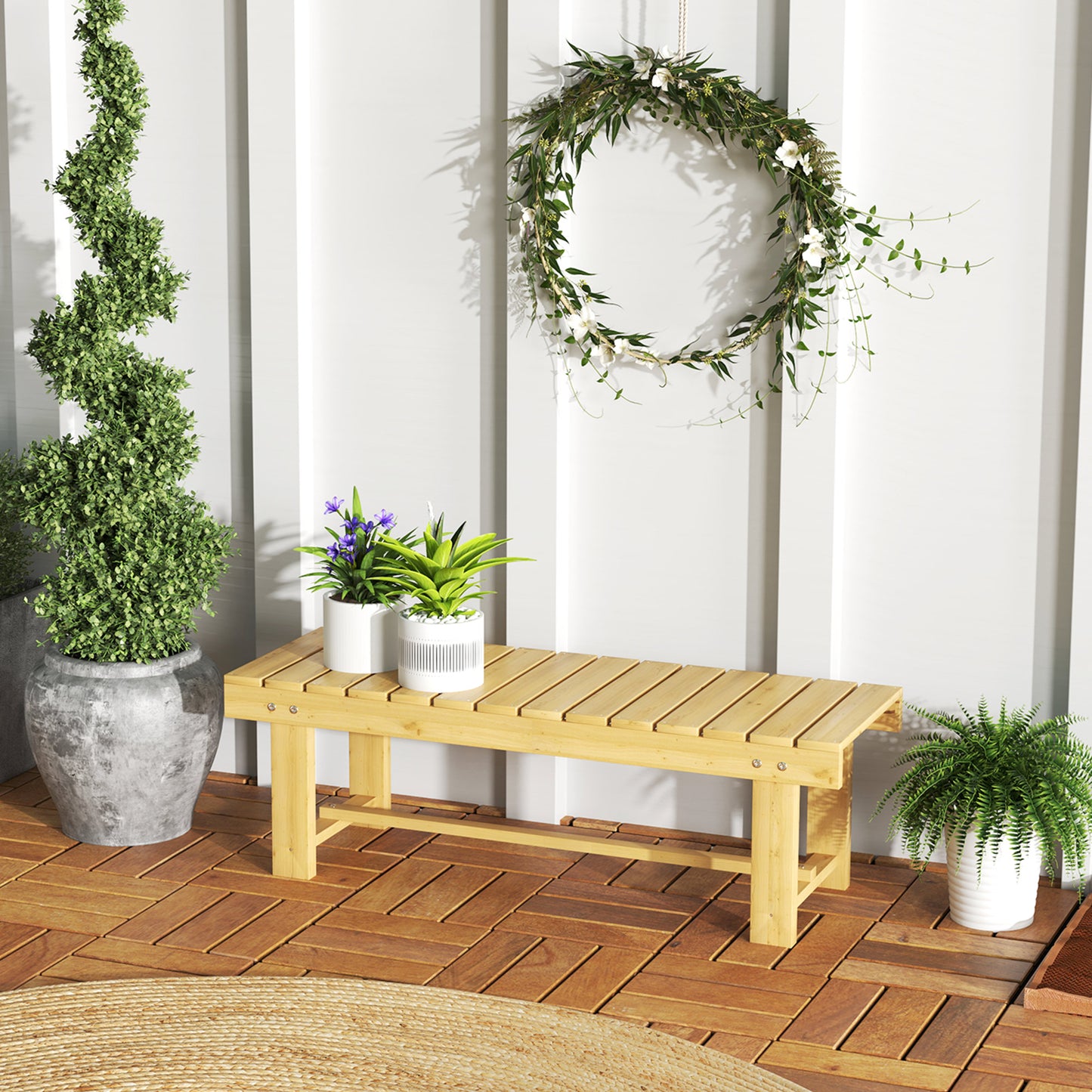 1 Piece 2-seater Outdoor Indoor Wooden Garden Bench Fir Patio