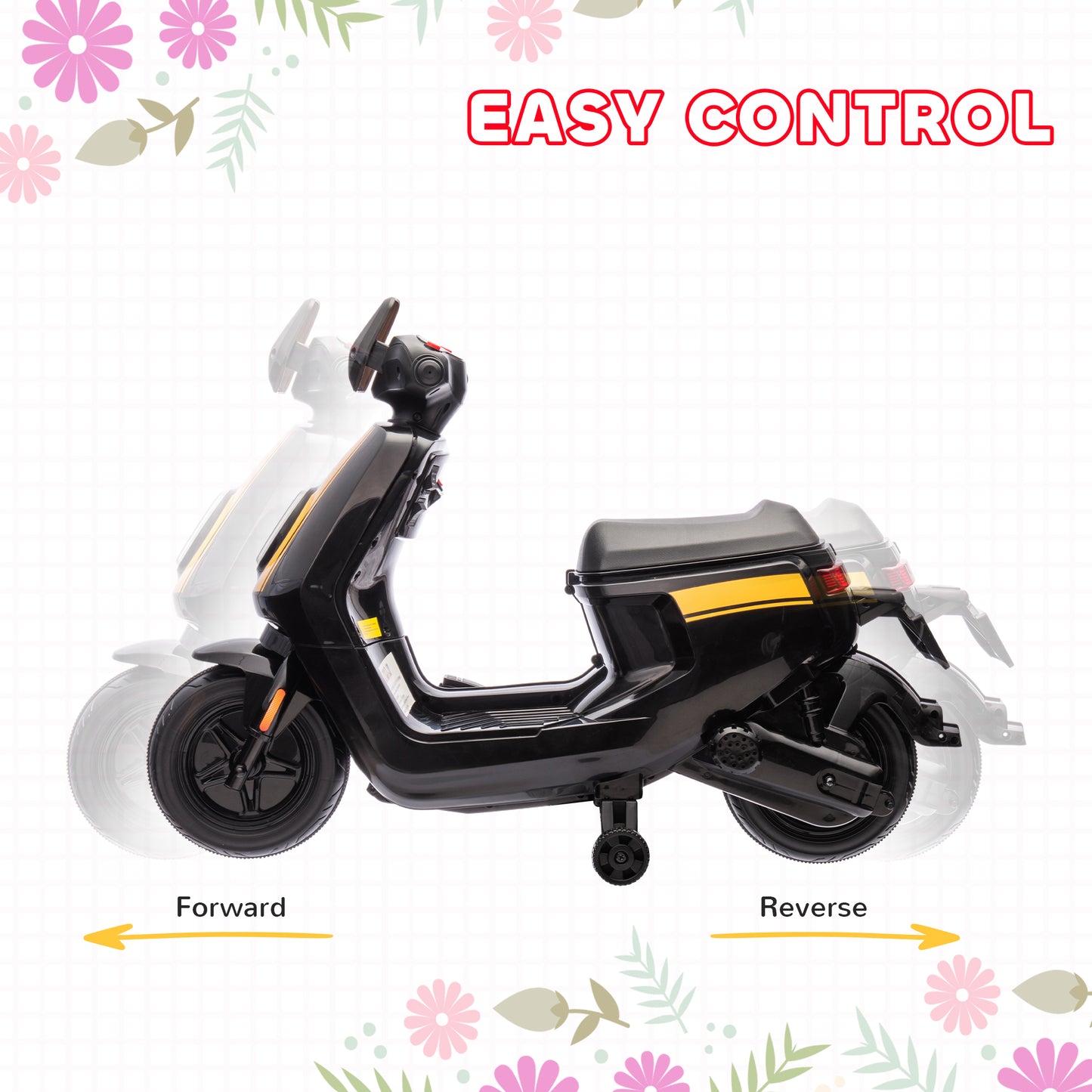 6V Ride on Motorbike, Kids Electric Motorbike w/ Headlights, Music