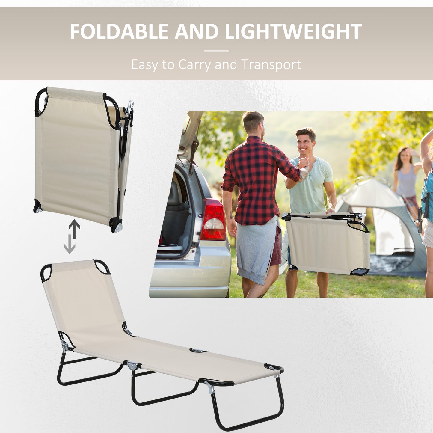 Garden Sun Lounger, with Five-Position Back (1)