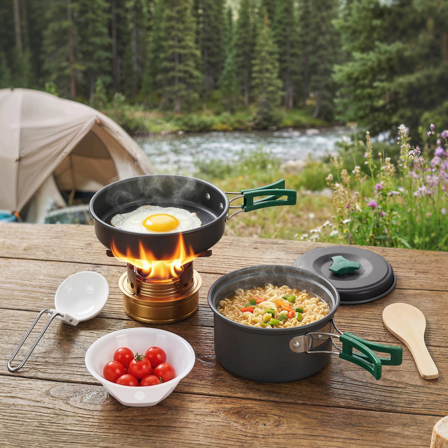 Camping Cookware Set, 8-Piece Ultralight Camping Cooking Kit