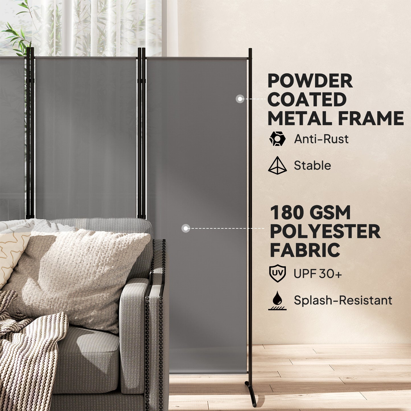 6 Panel Folding Room Divider Foldable Freestanding Garden Privacy