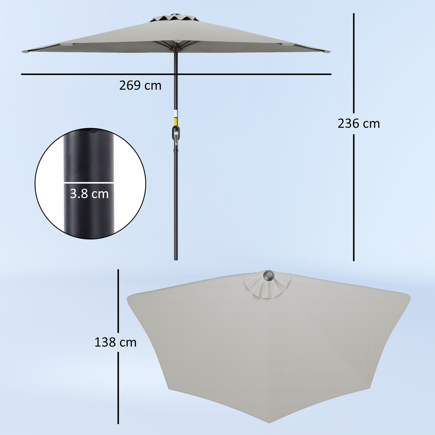 Half Round Parasol Umbrella