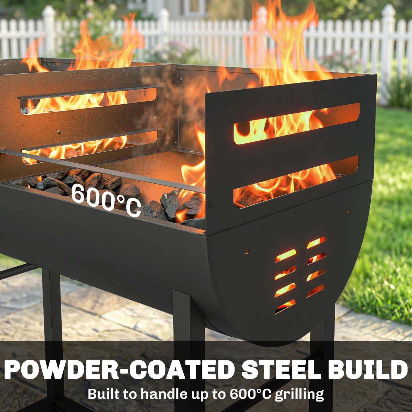 Charcoal Barbecue Grill with 2 Cooking Areas