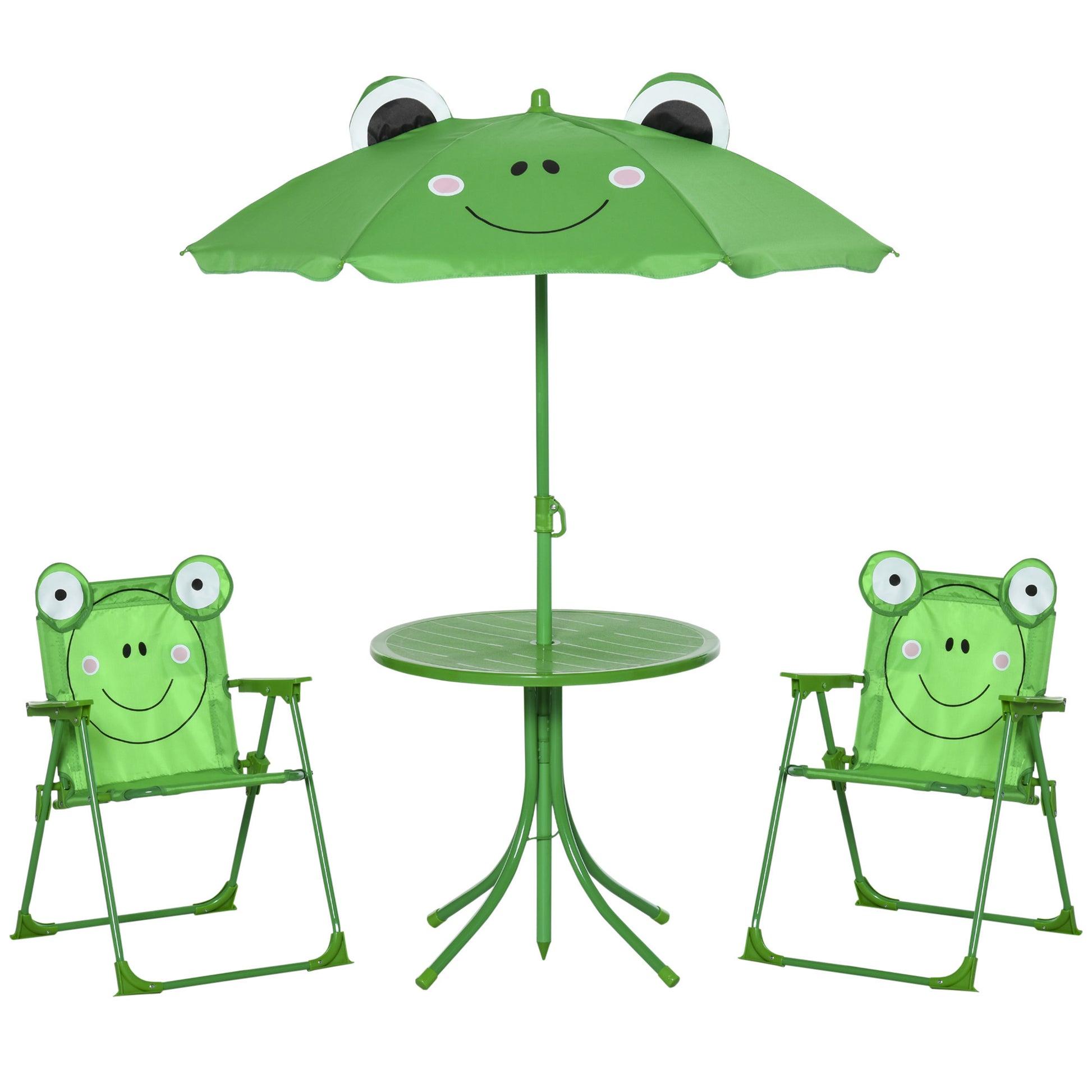 Kids Folding Picnic Table Chair Set w/ Parasol