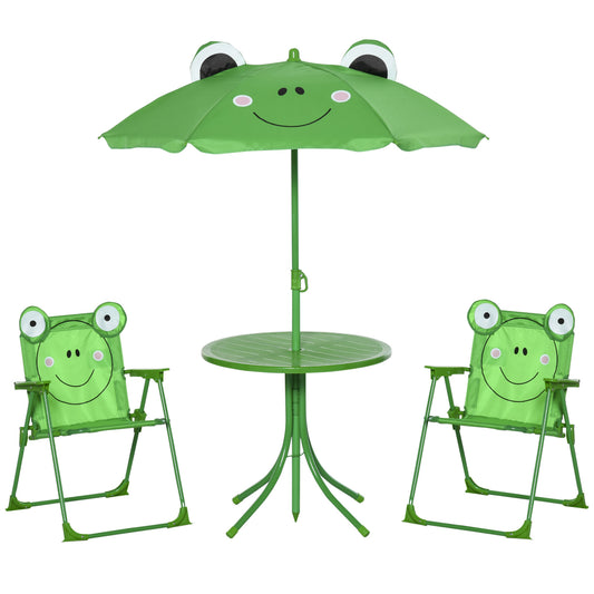 Kids Folding Picnic Table Chair Set w/ Parasol