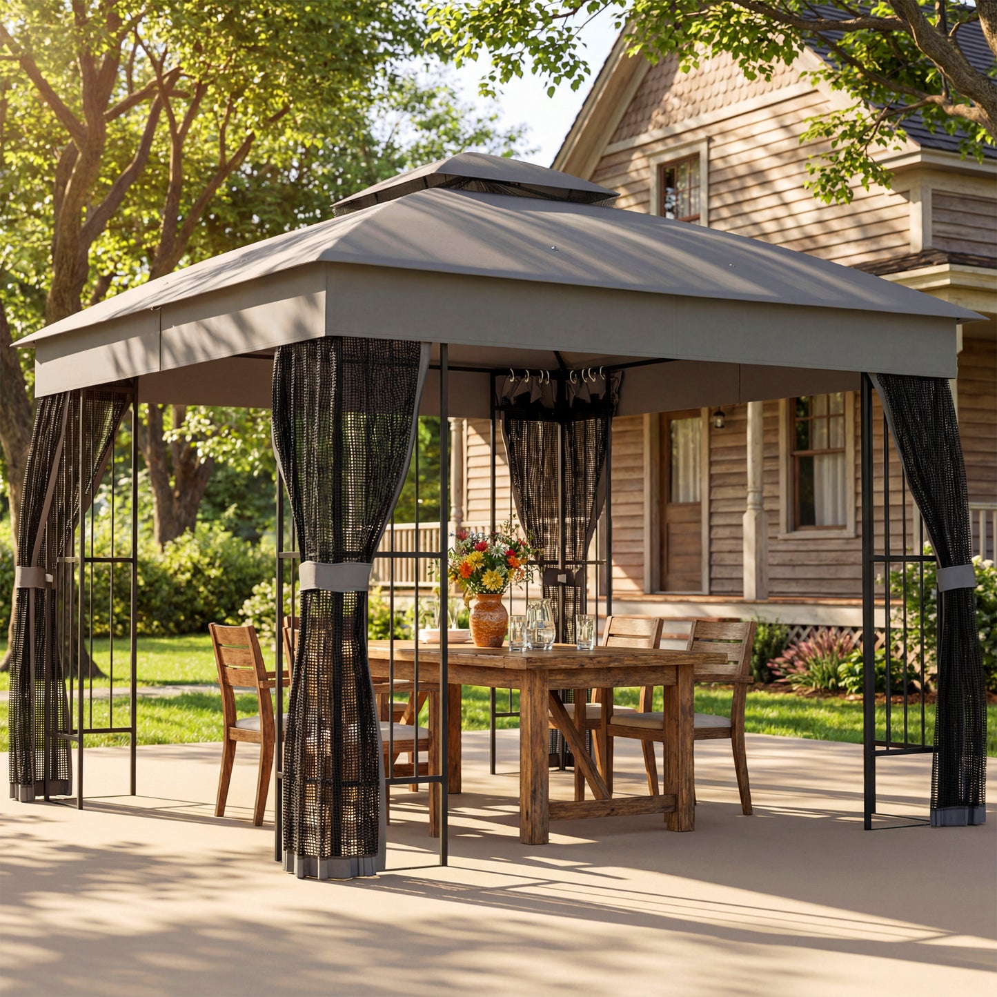 3 x 3 m Outdoor Garden Gazebo with Post Shelves
