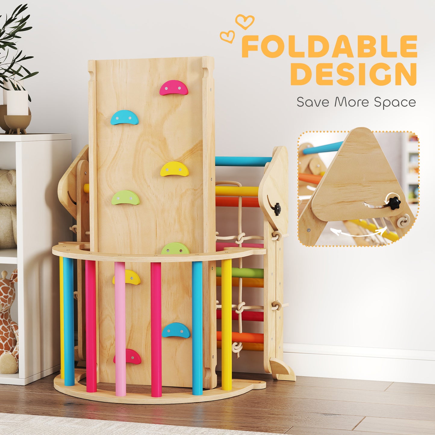 8-in-1 Toddler Climbing Frame, Indoor Play Triangle Set with Slide