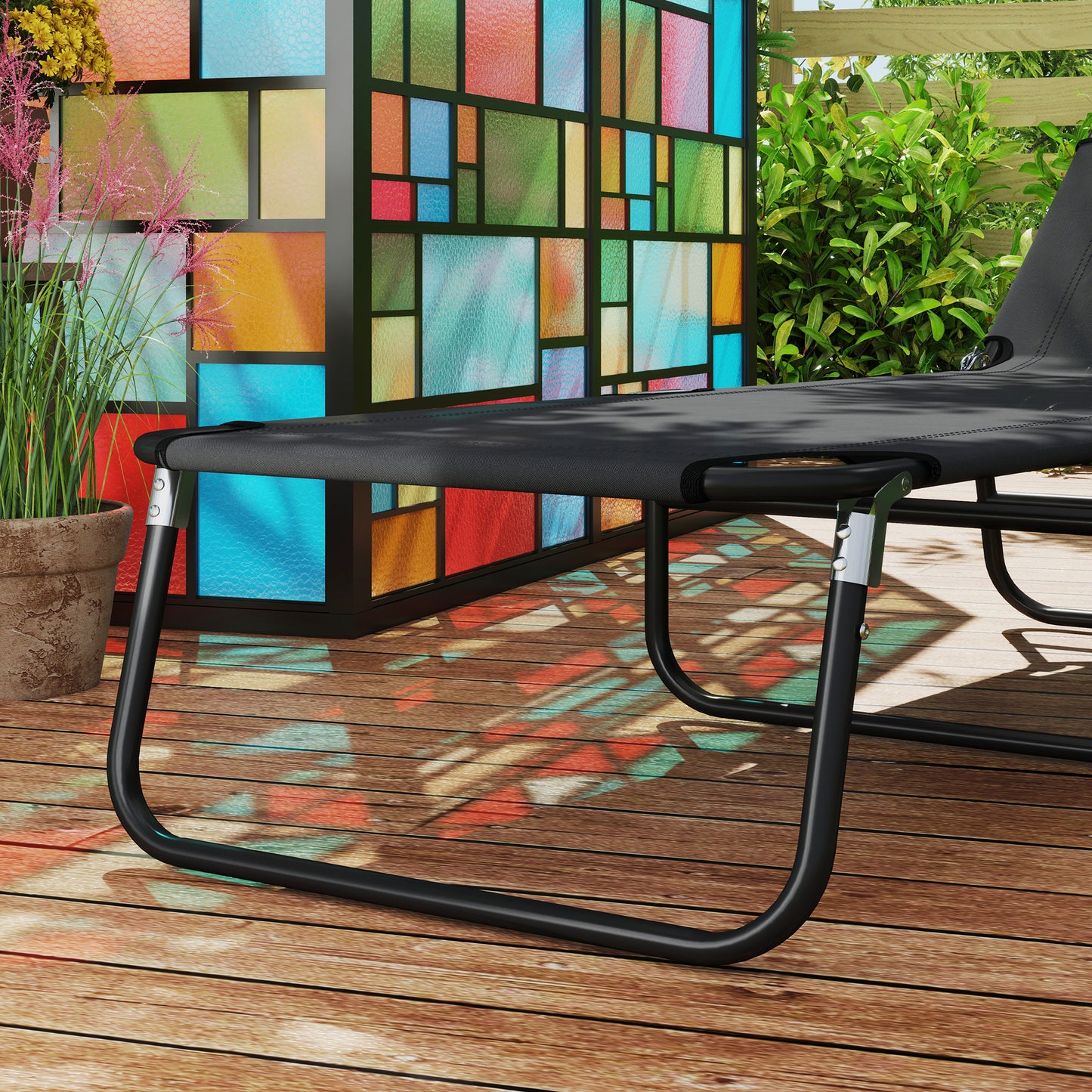 Garden Sun Lounger, with Five-Position Back (3)