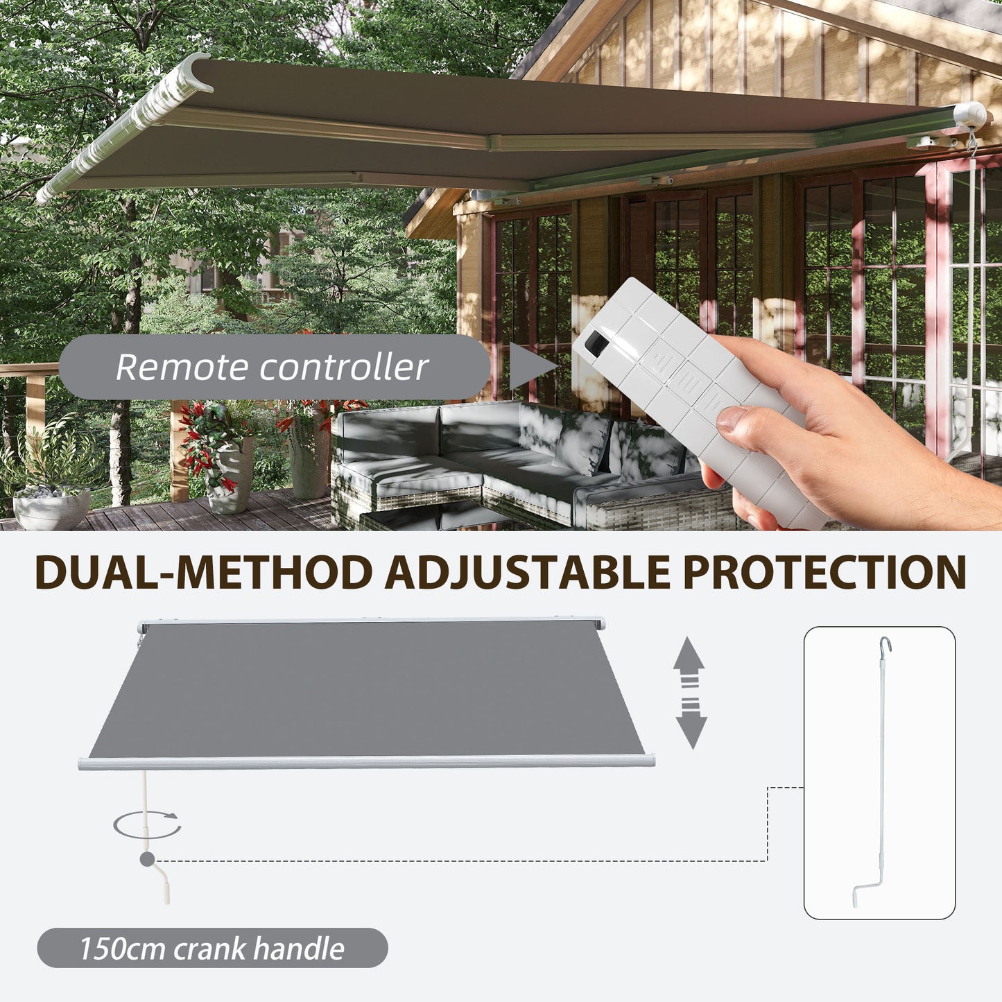 4x3m Full Cassette Electric/Manual Retractable Awning with LED Light
