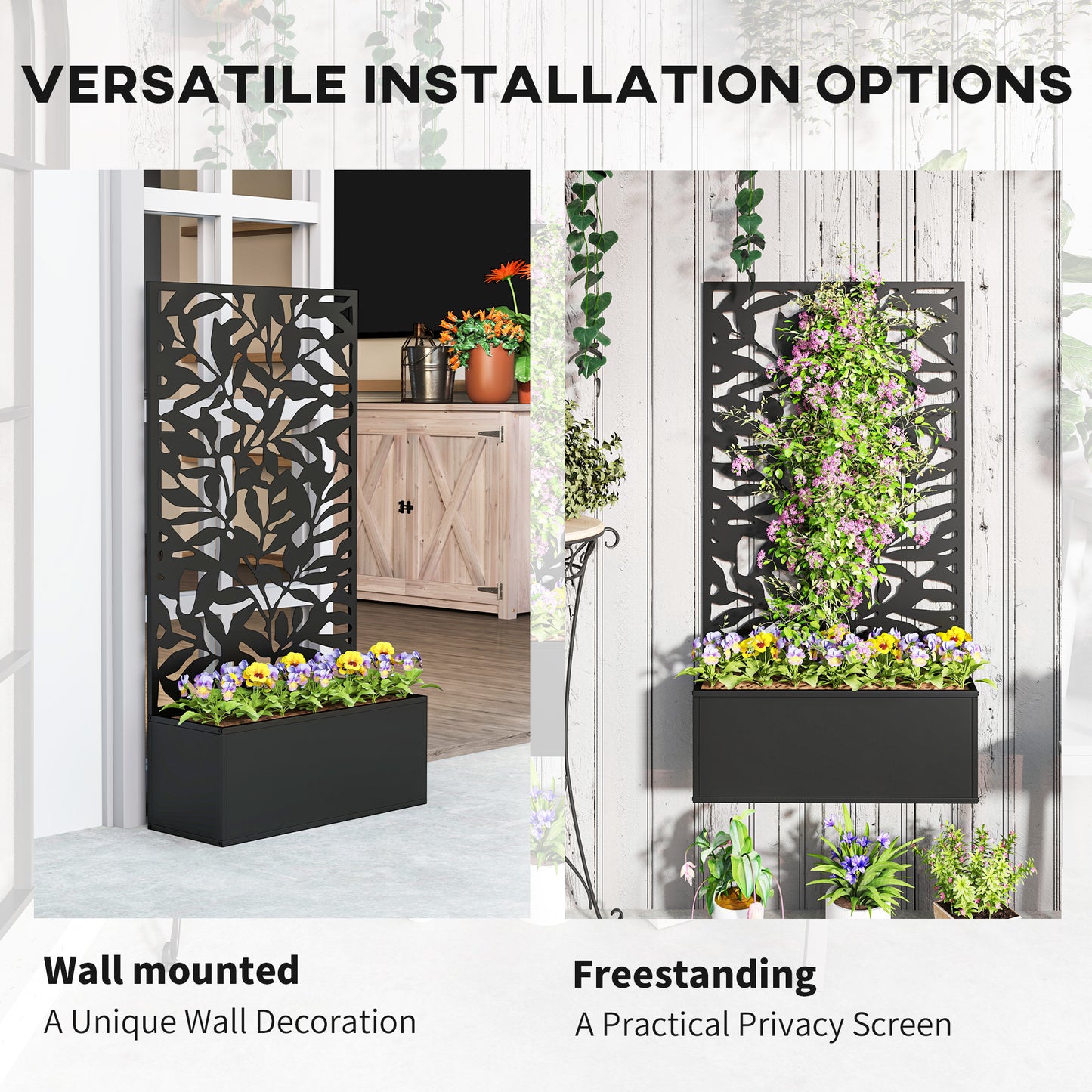 Metal Garden Bed with Trellis