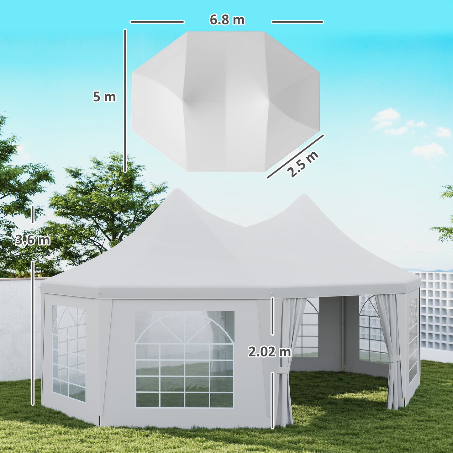 6.8 x 5m Octagonal Marquee Gazebo