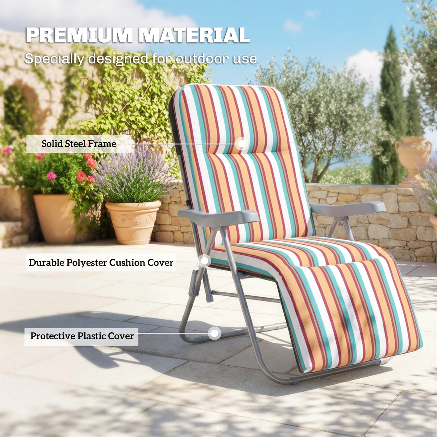 Set of 2 Foldable Patio Sun Lounger with Adjustable Backrest (1)