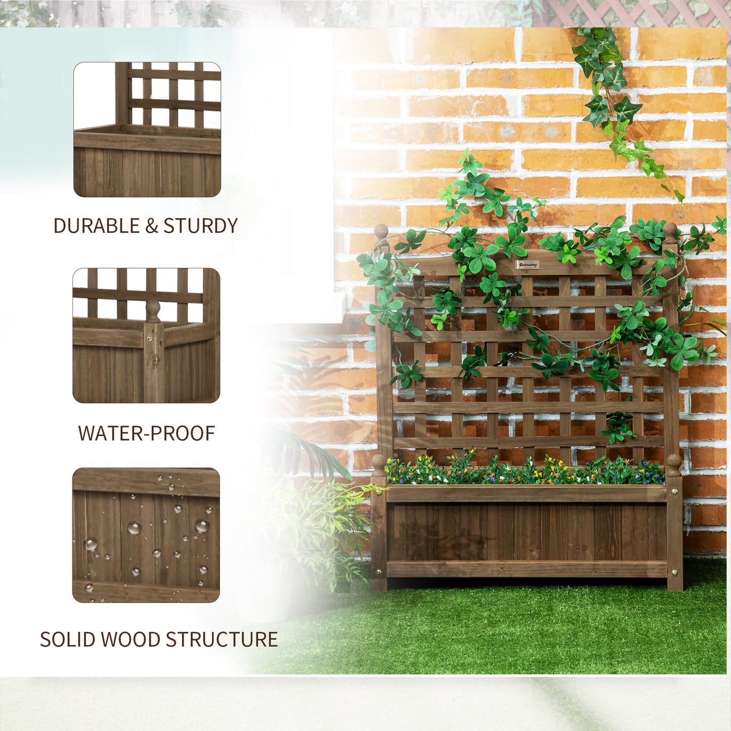 Garden Planters with Trellis for Climbing Vines (2)