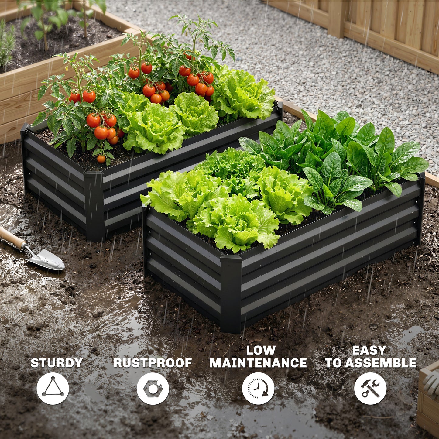 Set of Two 100 x 60cm Steel Planter Boxes
