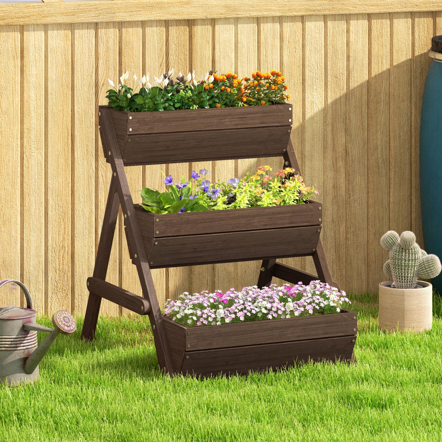 3 Tier Raised Garden Bed Wooden Elevated Planter Box Kit