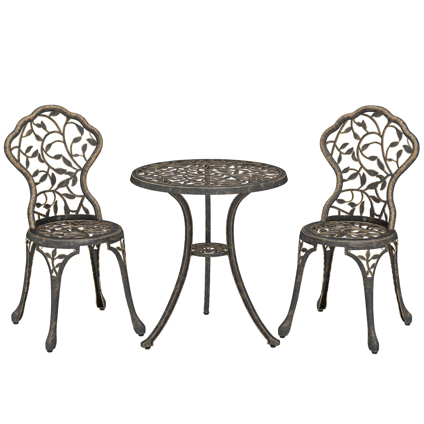 3 Pcs Aluminium Bistro Set Garden Furniture Dining Table Chairs (1)