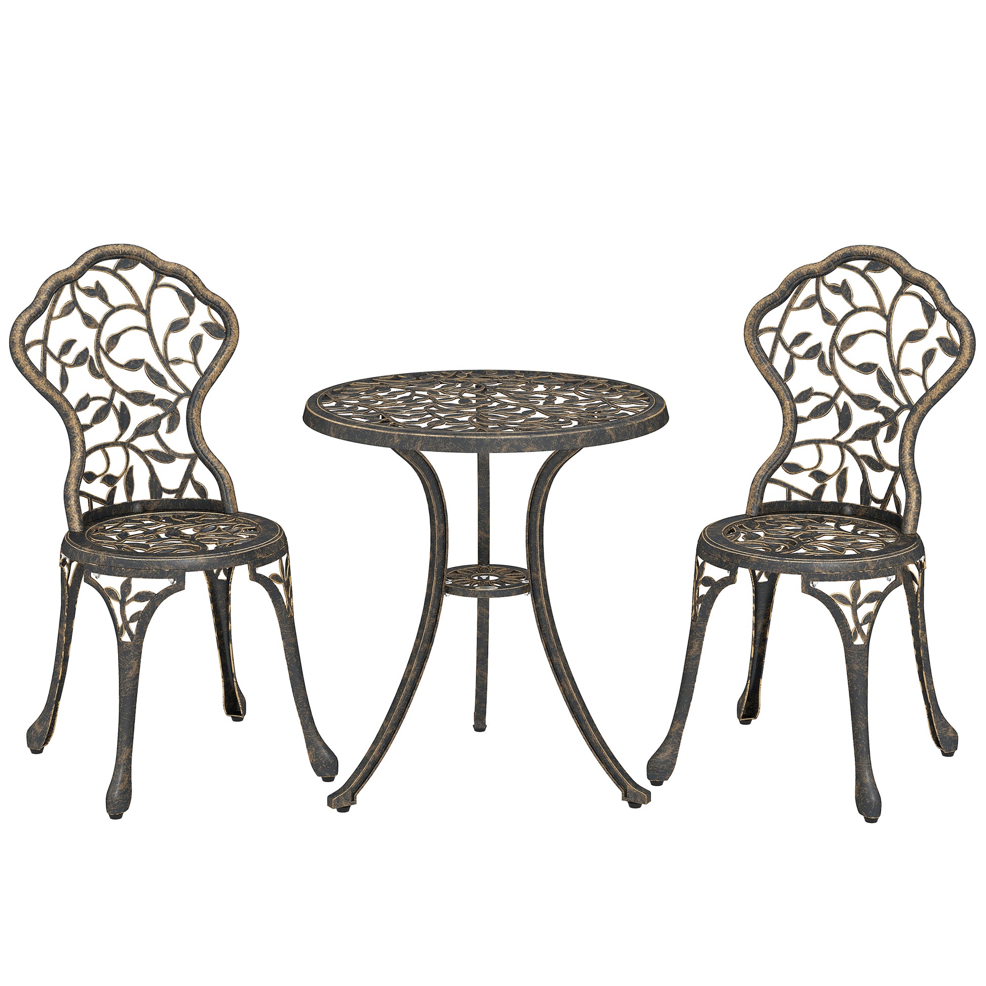 3 Pcs Aluminium Bistro Set Garden Furniture Dining Table Chairs (1)