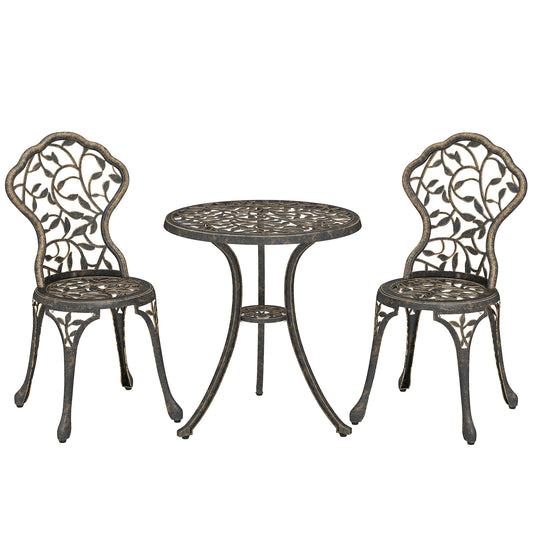 3 Pcs Aluminium Bistro Set Garden Furniture Dining Table Chairs (1)