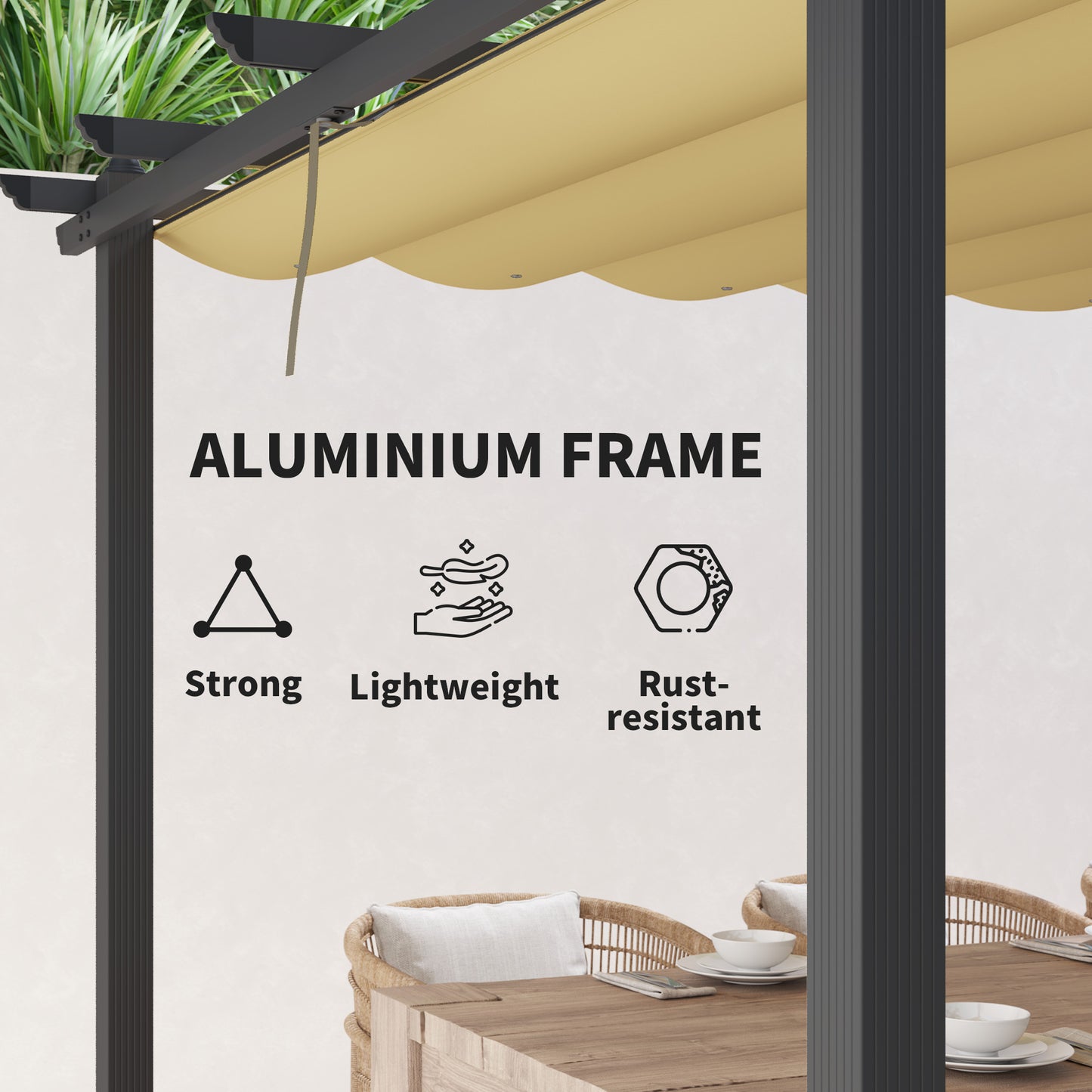 3 x 3m Aluminium Pergola, with Retractable Roof