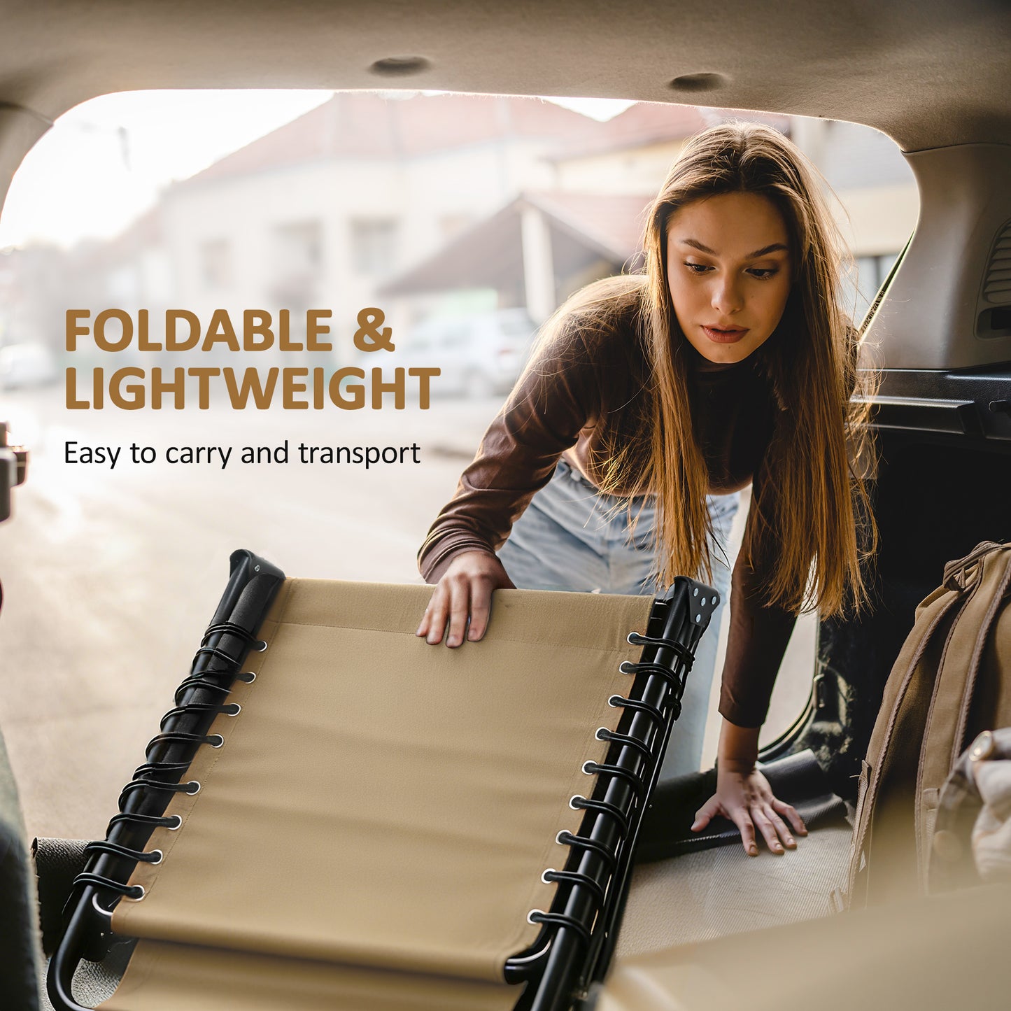 Portable Sun Lounger, Folding Camping Bed Cot