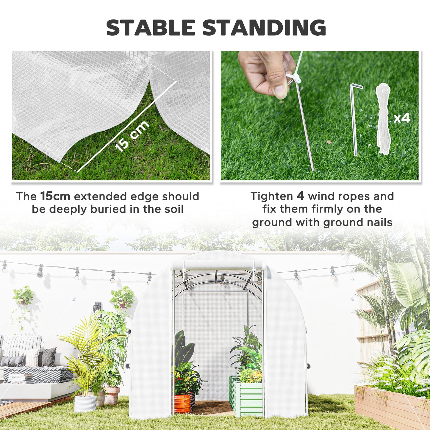 Walk-in Polytunnel Greenhouse Green House with Roll-up Sidewalls