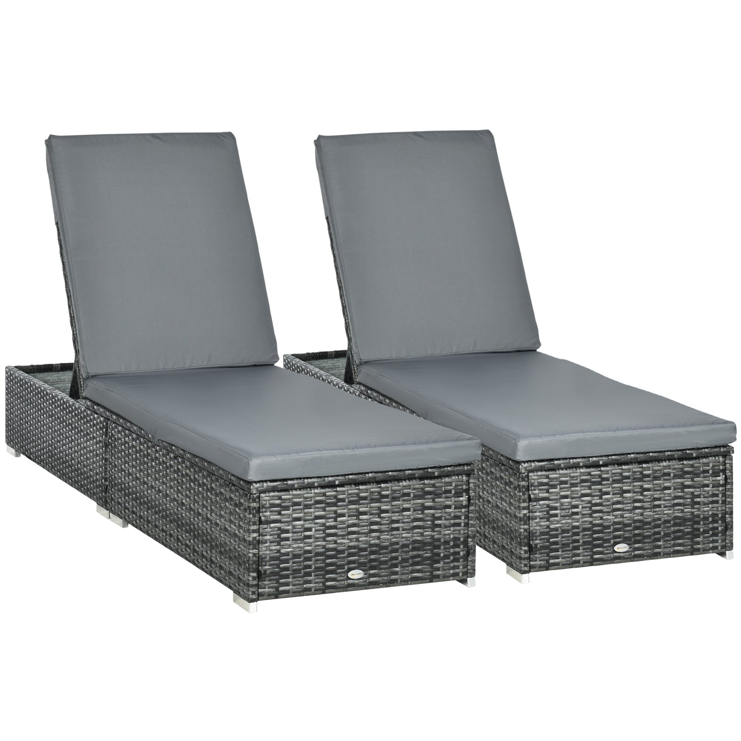 PE Rattan Sun Loungers set of 2 with Cushion (1)