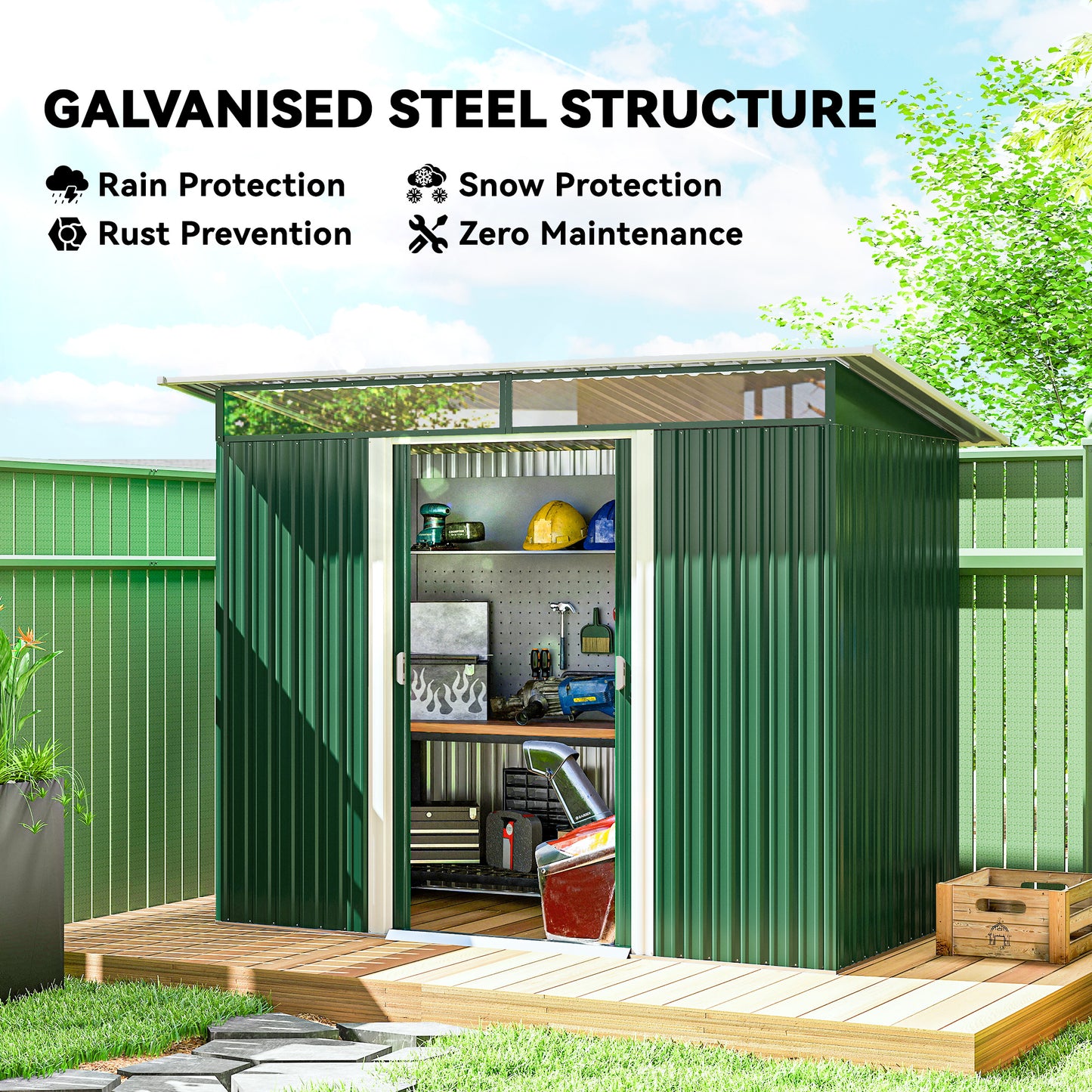 8.5 x 4ft Metal Shed with Lightsky Panels
