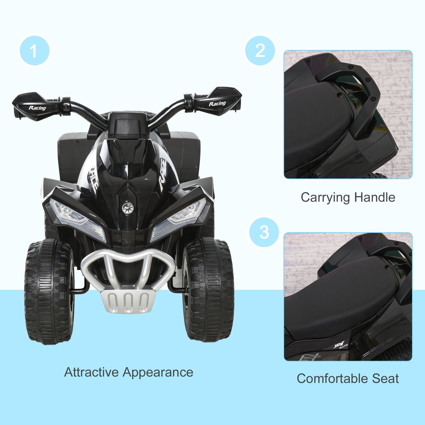 No Power Kids Ride on Toy Foot-to-Floor Sliding Quad for 18-36 Months