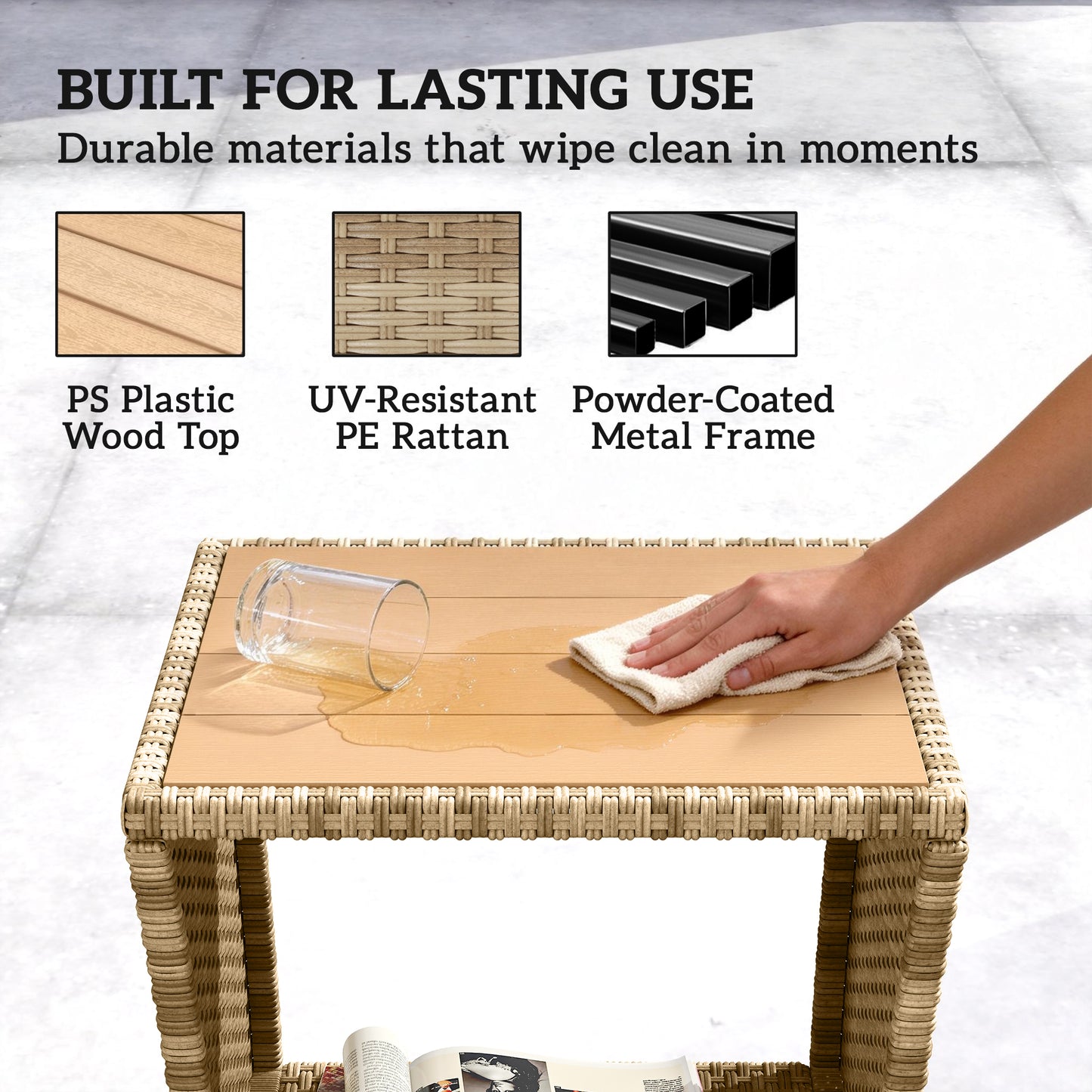 Side Table 2-Tier Outdoor Coffee Table
