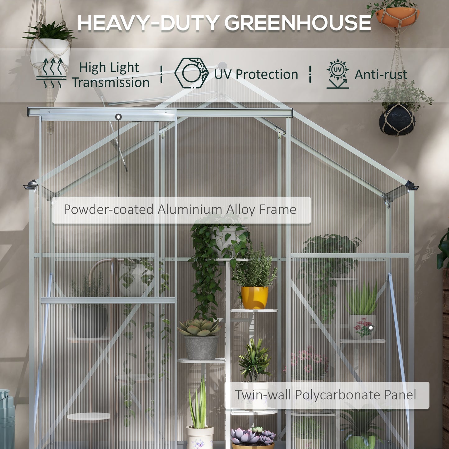 6 x 2.5ft Polycarbonate Greenhouse Walk-In Green House