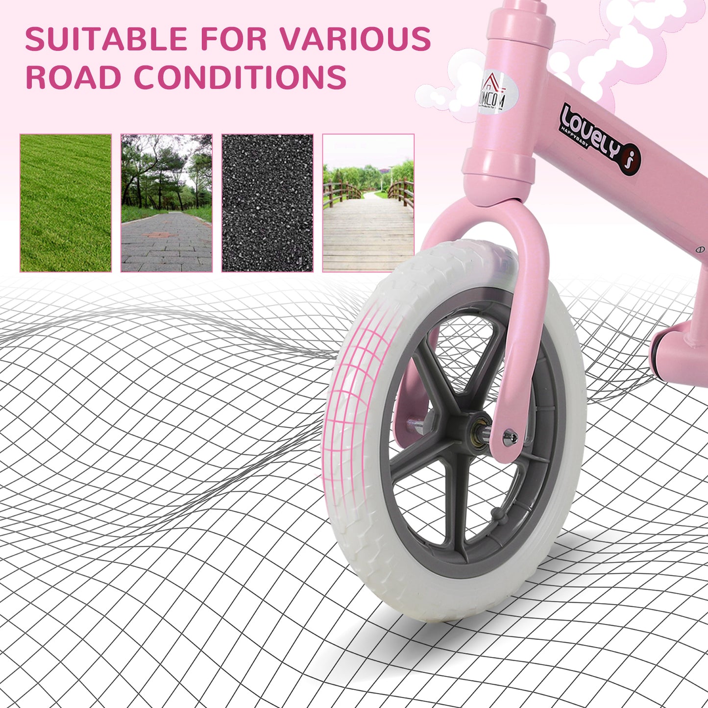 12" Kids Balance Bike No Pedal Bicycle EVA Tyre Adjustable Seat